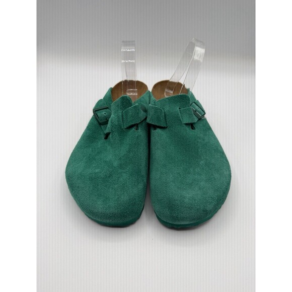 Birkenstock Boston Clogs Green Men Suede Leather Shoes Comfort US 10 EU 43 New
